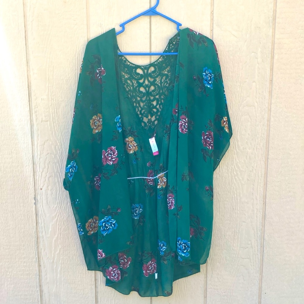 Green Floral Kimono
